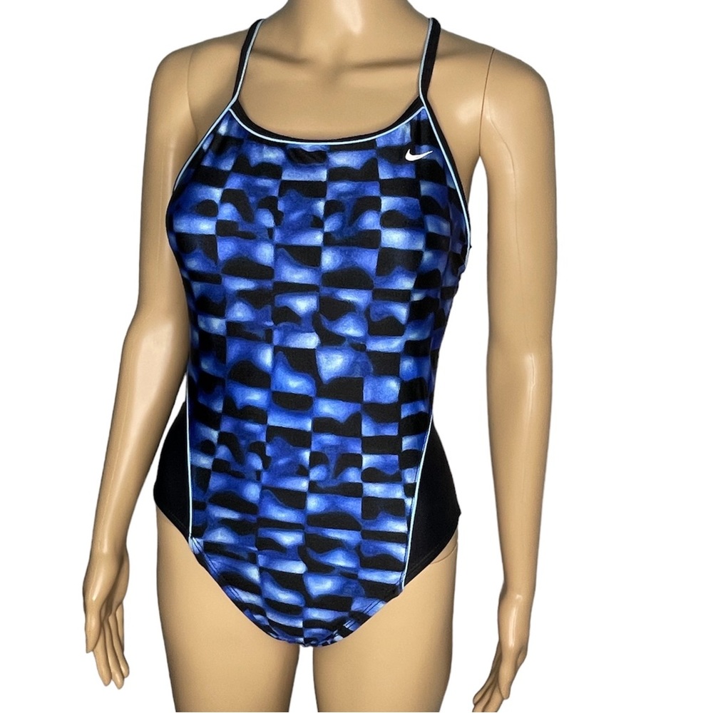 Nike women’s blue black one piece swimsuit 34